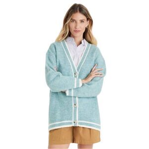 A New Day Oversized Varsity Blue Button Front Cardigan Small